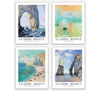 WallBuddy Claude Monet Wall Art - Paintings of Seaside Set 4 Beach Colourful Vibrant Room Decor/Monet Prints Impressionist Gifts Poster & Famous (11x14)