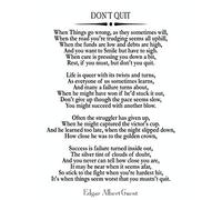 Wallbuddy Don't Quit Motivational Poem - Inspiring Poster (11 x 14, White)