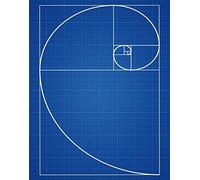 Wallbuddy Fibonacci Poster Golden Spiral Poster Mathematics Poster Maths Poster Fibonacci Series Science Poster Science Print Scientific Art WB203 (18 x 24, Blueprint)