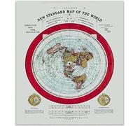 Wallbuddy Flat Earth Map - Alexander Gleason's New Standard Map of the World | 1892 Vintage Poster | Blue and White | Satin Finish | World Map | 12 x 16 Inches