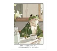 Wallbuddy Frog in Kimono Wall Art Print | Calm (40 x 50 cm, Unframed Print)