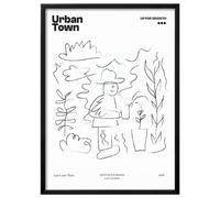 Wallbuddy Gardener Sketch Wall Art Print | Whims (30 x 40 cm, Black Framed)