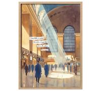 Wallbuddy Grand Central Station Wall Art Print | S (30 x 40 cm, Oak Framed)