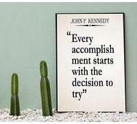 Wallbuddy Inspiring JFK Quote Get Started Quote Encouraging Quote (5 x 7, Ivory)