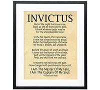 Wallbuddy Invictus Poem Framed Art Print by William Ernest Henley/Invictus Inspirational Poem Quotes Home Decor, Motivational Gift Poster/Bedroom Poster/Home Office Positive Wall Art (Parchment)