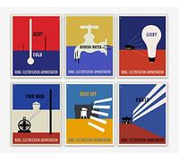 Wallbuddy Lester Beall Posters for Rural Electrification Administration Set of 6 Prints (20 x 30)