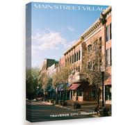 Wallbuddy Main Street Village Wall Art Print | (50 x 70 cm, Wrapped Canvas)