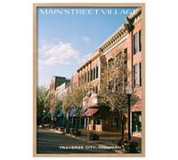 Wallbuddy Main Street Village Wall Art Print | Tra (50 x 70 cm, Oak Framed)
