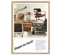 Wallbuddy Modernist Furniture Wall Art Print | Sta (60 x 90 cm, Oak Framed)
