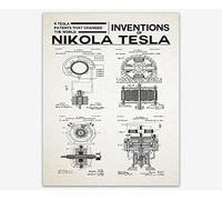 Wallbuddy Nikola Tesla Inventions of Tesla Poster Science Poster Physics Decor (8 x 10, Ivory)