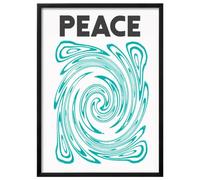 Wallbuddy Peace Typography Wall Art Print | Turq (40 x 50 cm, Black Framed)