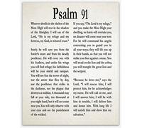 Wallbuddy Psalm 91 Print Psalm Poster Psalm Wall Art Christian Gift for Friend Gift for Son Gift for Daughter Be Strong Gift Courage Get Well Gift (60cm x 80cm, Ivory)
