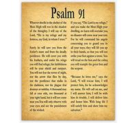 Wallbuddy Psalm 91 Print Psalm Poster Psalm Wall Art Christian Gift for Friend Gift for Son Gift for Daughter Be Strong Gift Courage Get Well Gift (8.3 x 11.7 (A4), Vintage)