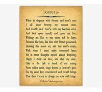 Wallbuddy Sonnet 29 by William Shakespeare Poetry Wall Art Poetry Print Poetry Decor Poem Gift for Wife Gift for Girlfriend (11.7 x 16.5 (A3), Vintage)