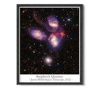 Wallbuddy Space Photo Astronomy Wall Art | Pale Blue Dot, Earthrise, Hubble Deep Field James Webb, Stephen's Quintet, Carina Nebula, and Retro Astronaut Voyager Poster | Black Framed 12x16 inches