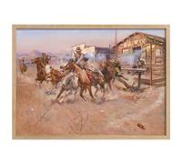 Wallbuddy Wild West Showdown Wall Art Print | Dust (30 x 40 cm, Oak Framed)