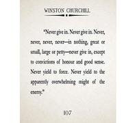 Wallbuddy Winston Churchill Quotation Churchill Quote Never Give Up Quote Inspiring Quote Inspirational Poster Quote Poster Churchill Poster Decor (8.3 x 11.7 (A4), Ivory)