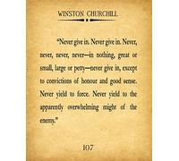 Wallbuddy Winston Churchill Quotation Churchill Quote Never Give Up Quote Inspiring Quote Inspirational Poster Quote Poster Churchill Poster Decor (50cm x 70cm, Vintage)