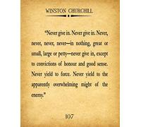 Wallbuddy Winston Churchill Quotation Churchill Quote Never Give Up Quote Inspiring Quote Inspirational Poster Quote Poster Churchill Poster Decor (5 x 7, Vintage)