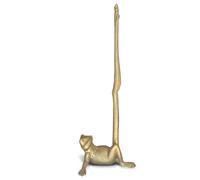 WallCharmers Gold Paper Towel Holder, Metal Toilet or Kitchen Paper Holder for Floor or Countertop, Gold Frog