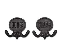 Wallcharmers Set of 2 His and Hers Towel Hooks for Bathrooms, Mr & Mrs. Farmhouse and Rustic Bathroom Hooks for Towels, Bronze