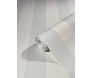 WALLCOVER Non-Woven Wallpaper Blue Stripes Country House White Light Blue Lines Modern Block Stripe Wallpaper Fine Structure 10.05 x 0.53 m Made in Germany