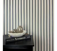WALLCOVER Wallpaper Beige Non-Woven Wallpaper Stripes Black Taupe Panels Scandinavian Style Wall Panels Modern Slat Made in Germany