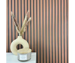 WALLCOVER Wallpaper Red Non-Woven Wallpaper Stripes Black Terracotta Panels Scandinavian Style Wall Panels Modern Slat Made in Germany