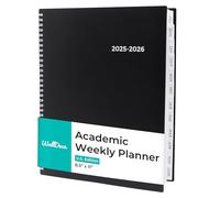 WallDeca Academic Planner 2025-2026, Daily, Weekly & Monthly Planner, July 2025 - June 2026, Student Notes Pages, Twin-Wire Binding Day and Weekly Agenda for School & Work (8.5 x 11-Inches, Black)