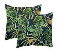 WALLDOR Monkey Climbing Tropical Leaves 2PCS Throw Cushion Covers Soft Velvet Pillow Case Modern Decorative Double-Sided Designs Pillowcase, 50x50cm (Inserts Not Include)