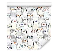 Wallepic Non-Woven Wallpaper for Children 1000 x 53 cm Meerkats Design Children's Bedroom Modern Wall Art Youth Children's Wall Decoration Easy Install