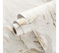 Wallercity Beige/Gold Marble Contact Paper for Countertops Waterproof Granite Marble Peel and Stick Wallpaper Decorative Contact Paper for Kitchen Cabinets Matte Gold Contact Paper