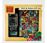 Wallet and Belt Gift Set - Tri-Fold Co-m-ic Book Print Wallet with Multiple Card Slots, Adjustable Belt with Metal Buckle, Official Super-Hero Merchandise for Kids 3-6 Years, 2025 Collectible