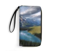 Wallet Banff National Park Printed Leather Wallets Card Holder With Wrist Strap Suitable for Both Men And Women, Banff National Park, 7.8 x 4.1 x 1 inches, Modern