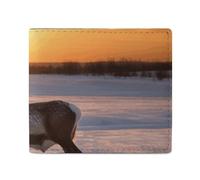 Wallet Card Case Coin Purse Mens Deer on Snowfield in Sunrise Printed Wallet for Everyday Use And Fits in Any Pocket with Ease, style, One Size