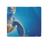 Wallet Card Case Coin Purse Mens Turtle in Blue Water Printed Wallet for Everyday Use And Fits in Any Pocket with Ease, style, One Size
