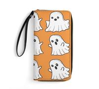 Wallet Cartoon Ghost Drawing Printed Leather Wallets Card Holder With Wrist Strap Suitable for Both Men And Women, Cartoon Ghost Drawing, 7.8 x 4.1 x 1 inches, Modern
