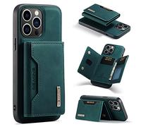 Wallet Case Compatible with iPhone 14 Pro Max, DG.MING Premium Leather Phone Case Back Cover Magnetic Detachable with Trifold Wallet Card Holder Pocket for iPhone 14 Pro Max (Green)