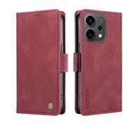 Wallet Case Compatible with OPPO Reno 14 5G / OPPO Reno 14F 5G, Premium Leather Wallet Cover [Anti-Fraud] [Card Slots] [Wrist Strap] Kickstand Flip Case (Red#)