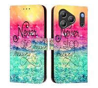 Wallet Case for Blackview Wave 7C,Premium Flip Wallet Phone Case PU Leather 3D Design Shockproof Cover with Kickstand Card Holder Protective Case.Rainbow Chasing Dreams Green