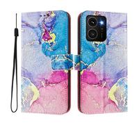 Wallet Case for HMD Skyline,3 Card Slots,1 Cash Slot,Cute Pattern Flip PU Leather Kickstand Case, Magnetic Buckle Shockproof Cover,Compatible with Wireless(Pink Blue Marble)