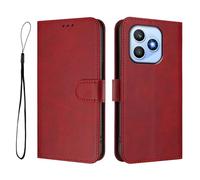 Wallet Case for Honor X8D 4G Overseas,The Calfskin Pattern Anti-Theft PU Leather Wallet Flip Folio Case Magnetic Protective Cover with Stand function, Card Slots + 1 Wrist Strap.Burgundy