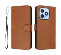 Wallet Case for Honor X8D 4G Overseas,The Calfskin Pattern Anti-Theft PU Leather Wallet Flip Folio Case Magnetic Protective Cover with Stand function, Card Slots + 1 Wrist Strap.Brown
