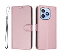 Wallet Case for Honor X8D 4G Overseas,The Calfskin Pattern Anti-Theft PU Leather Wallet Flip Folio Case Magnetic Protective Cover with Stand function, Card Slots + 1 Wrist Strap.Pink