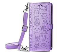Wallet Case for Huawei Mate 80 Pro Max, Embossed Pattern Cartoon Style Crossbody Flip Phone Cover for Huawei Mate 80 Pro Max, Purple