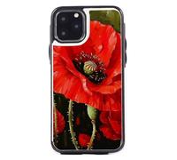 Wallet Case for iPhone 11 Pro 5.8 Inch, Beautiful Red Poppy Flower Prints Flip PU Leather Magnetic Shockproof Phone Case Cover with Card Holder