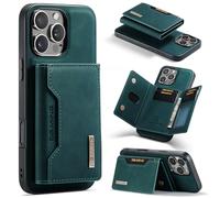 Wallet Case for iPhone 16 Pro Max, DG.MING Premium Leather Shockproof Protective Phone Case Back Cover Magnetic Detachable with Trifold Wallet Card Holder Slots Kickstand (Green)