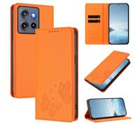 Wallet Case for Motorola Moto Edge 60 Stylus 5G PU Leather & TPU Magnetic Flip Cover with RFID Blocking, 2 Card Slots & Cash Pocket, Shockproof Bumper, Kickstand Function, Butterfly Embossed(Orange)