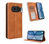 Wallet Case for Nothing Phone (4a), PU Leather Cover with Card Holder Hidden Magnetic Flip Folio Case for Nothing Phone (4a), Brown