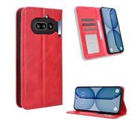 Wallet Case for Nothing Phone (4a), PU Leather Cover with Card Holder Hidden Magnetic Flip Folio Case for Nothing Phone (4a), Red